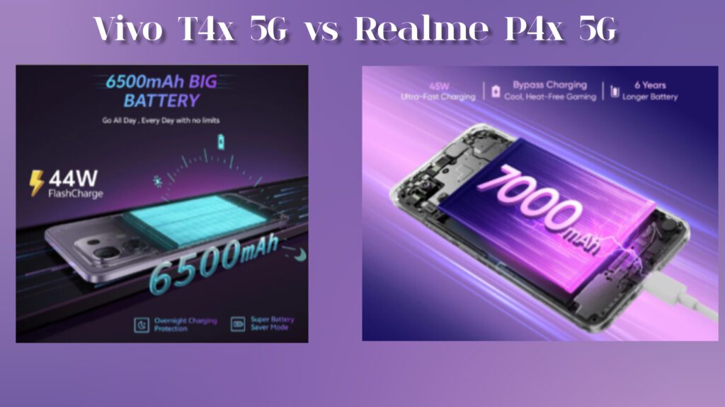Realme P4x 5G vs Vivo T4x 5G Smartphone comparison