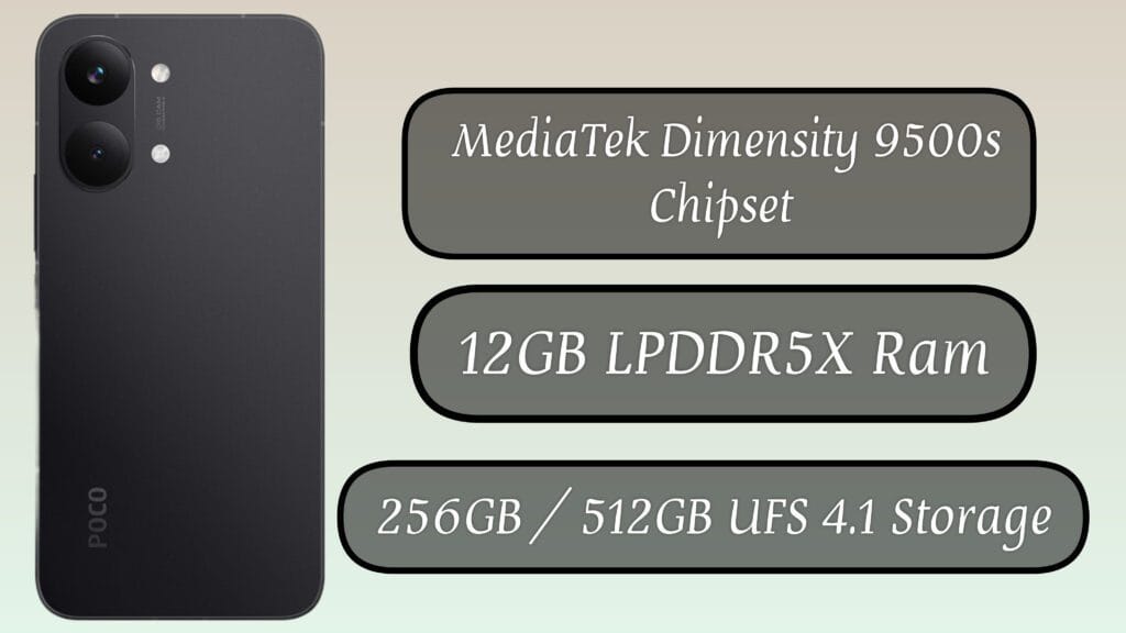 MediaTek Dimensity 9500s Chipset LPDDR5X Ram and UFS 4.1 Storege